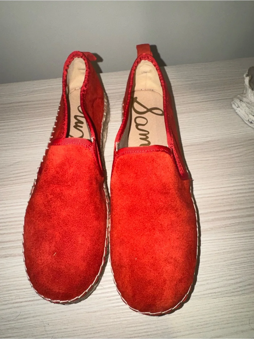 Sam Edelman Red Suede Espadrille Platform Slip-On